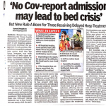 No Cov-report admission may lead to bed Crisis
